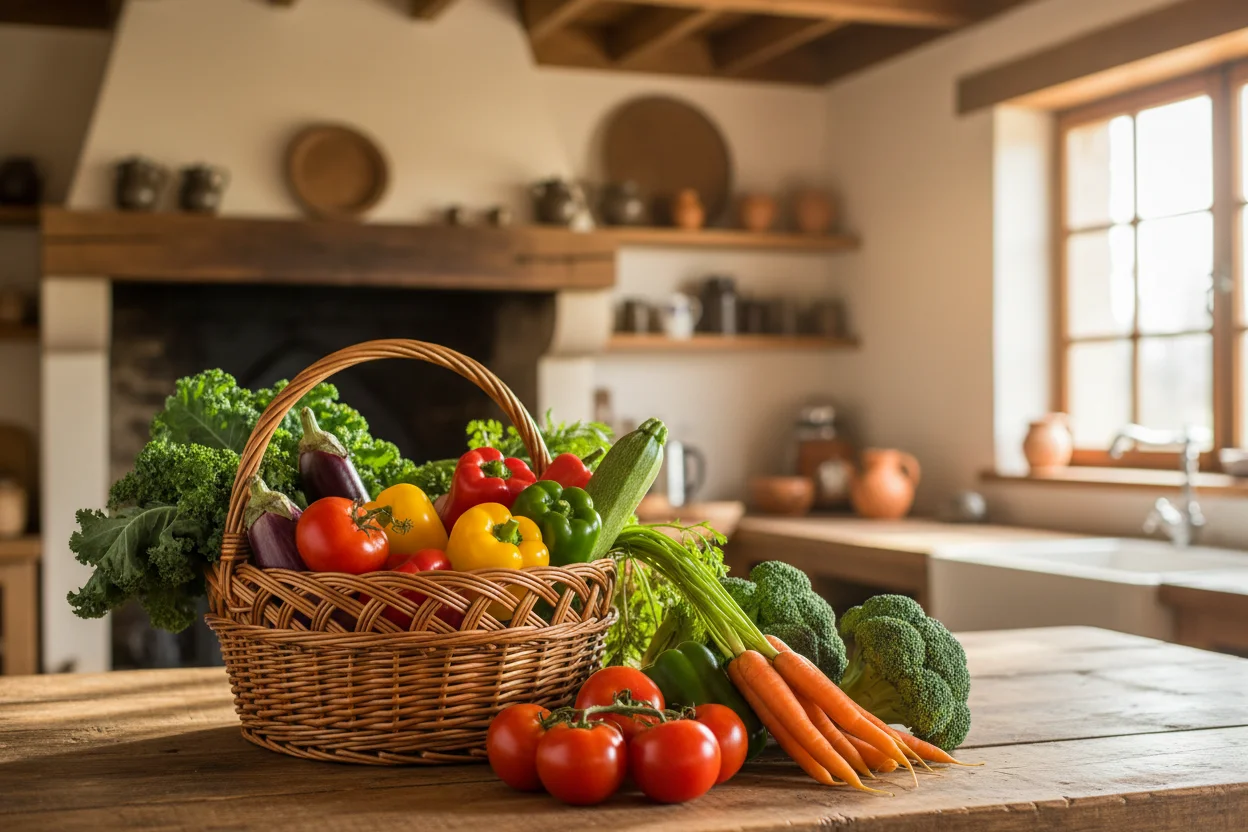 Panier de légumes frais de printemps